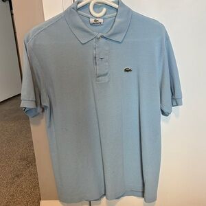 Lacoste Men’s Pastel Blue Cotton Polo with Crocodile Logo